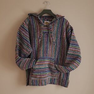 Multicolor Striped Hoodie Baja Shirt
